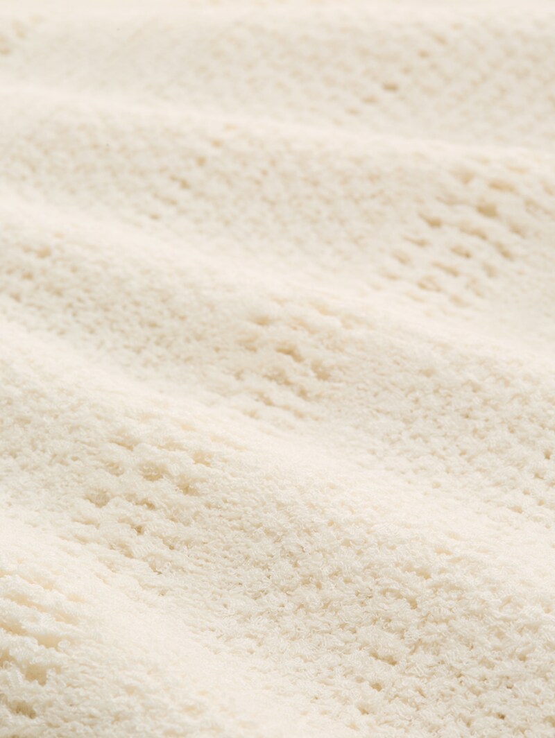 Tom Tailor Pullunder mit Lochmuster - Gardenia White