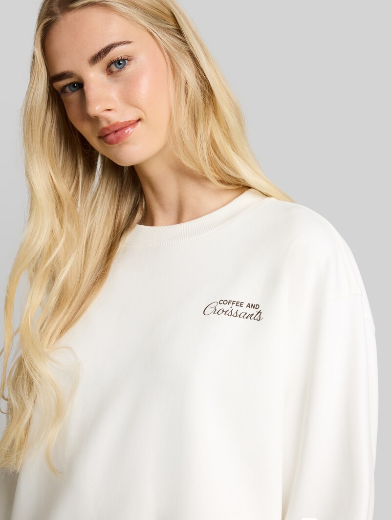 Tom Tailor Oversize Sweatshirt mit Print - Off White