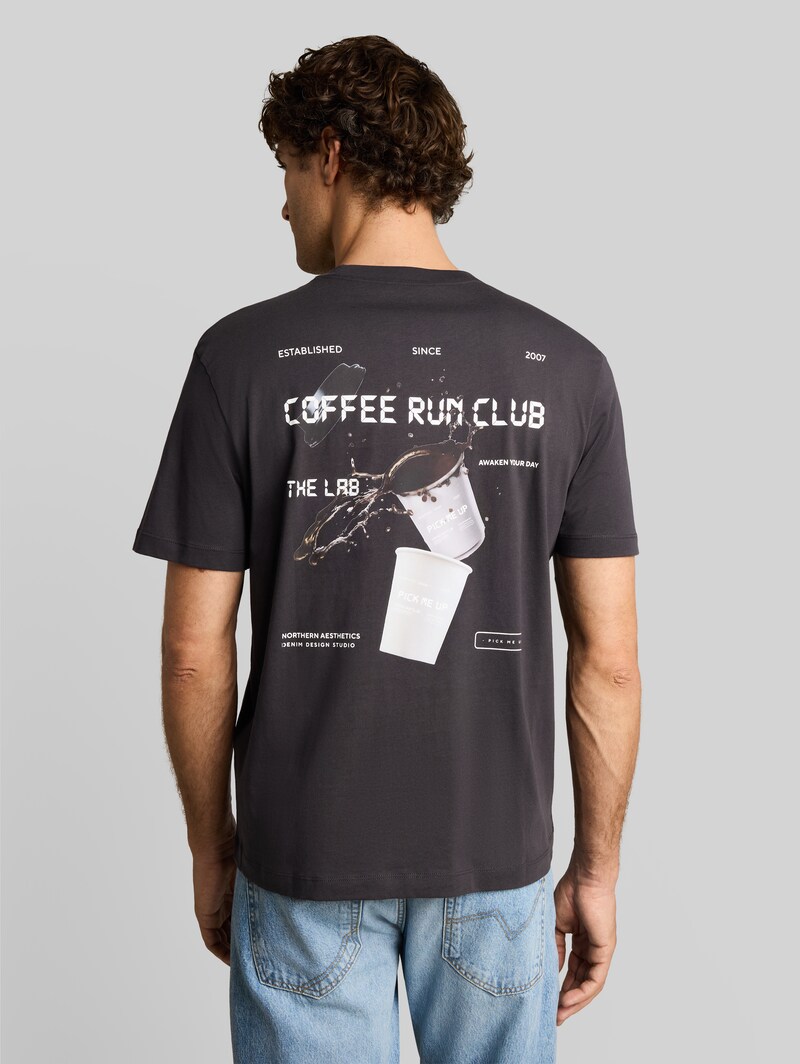 Tom Tailor Relaxed Fit T-Shirt mit Rückenprint - Coal Grey