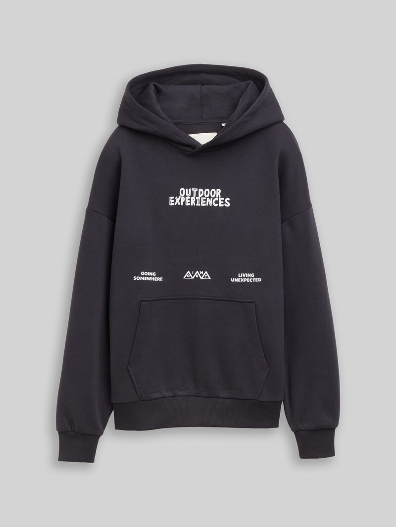 Tom Tailor Oversize Hoodie Sweatshirt mit Print - Coal Grey