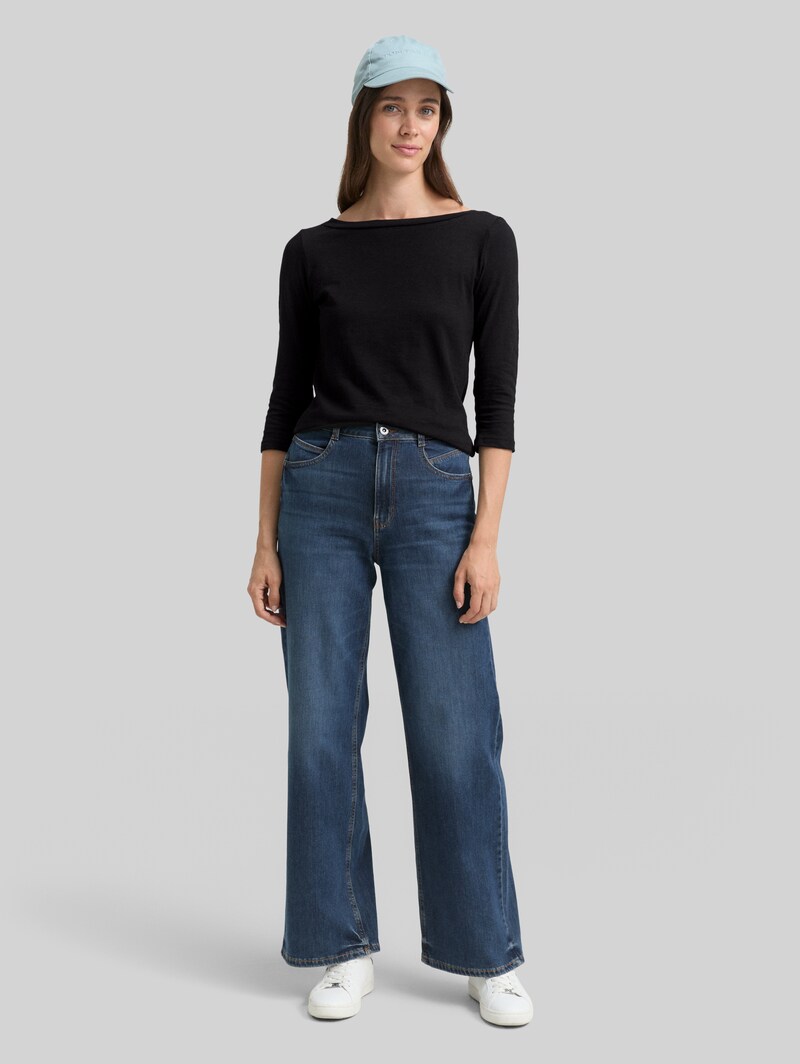 Tom Tailor Longsleeve mit 3/4-Arm aus Baumwolle - Deep Black