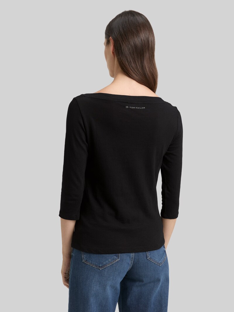 Tom Tailor Longsleeve mit 3/4-Arm aus Baumwolle - Deep Black