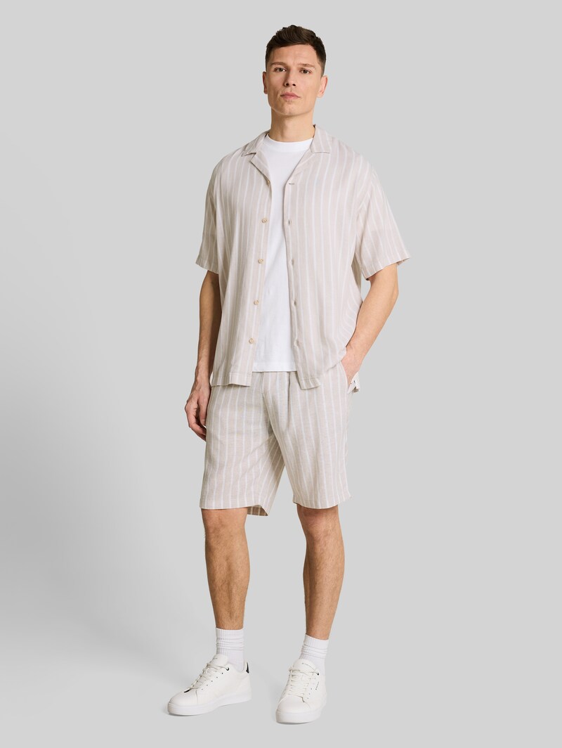 Tom Tailor TTRELAXED Shorts mit Leinenanteil - Muted Grey Stripe