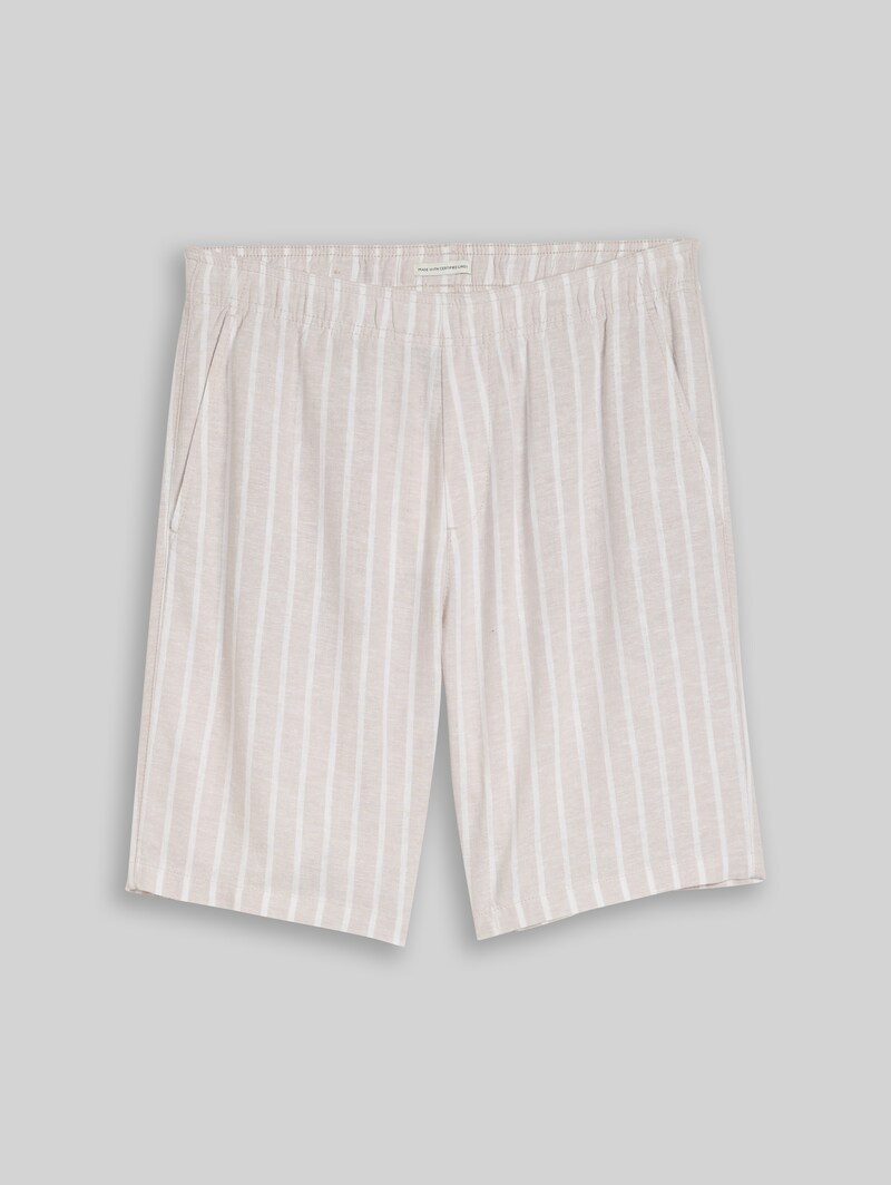 Tom Tailor TTRELAXED Shorts mit Leinenanteil - Muted Grey Stripe