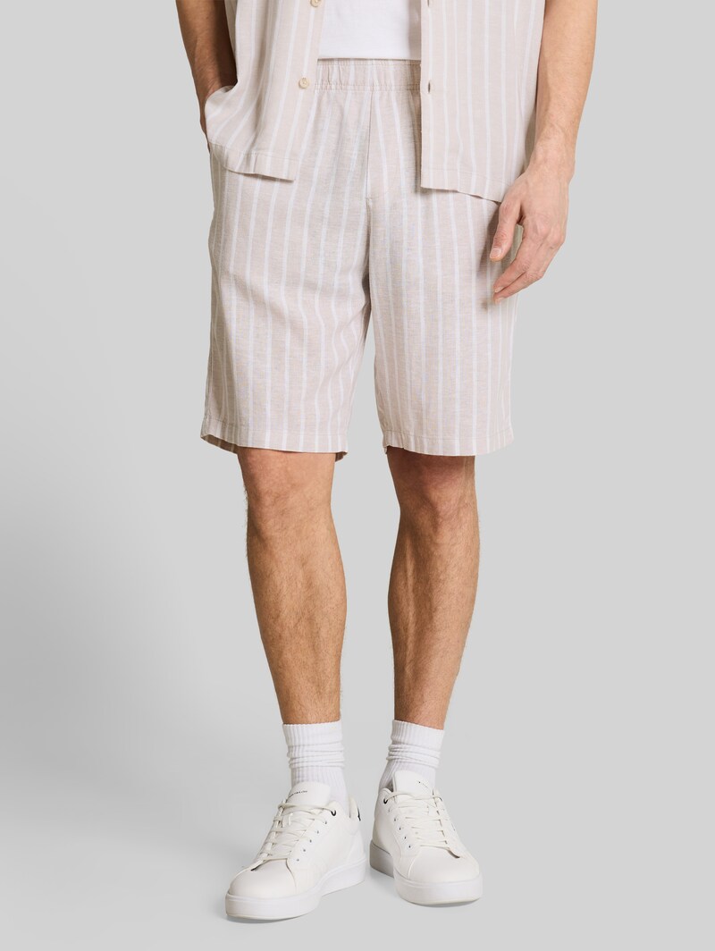Tom Tailor TTRELAXED Shorts mit Leinenanteil - Muted Grey Stripe