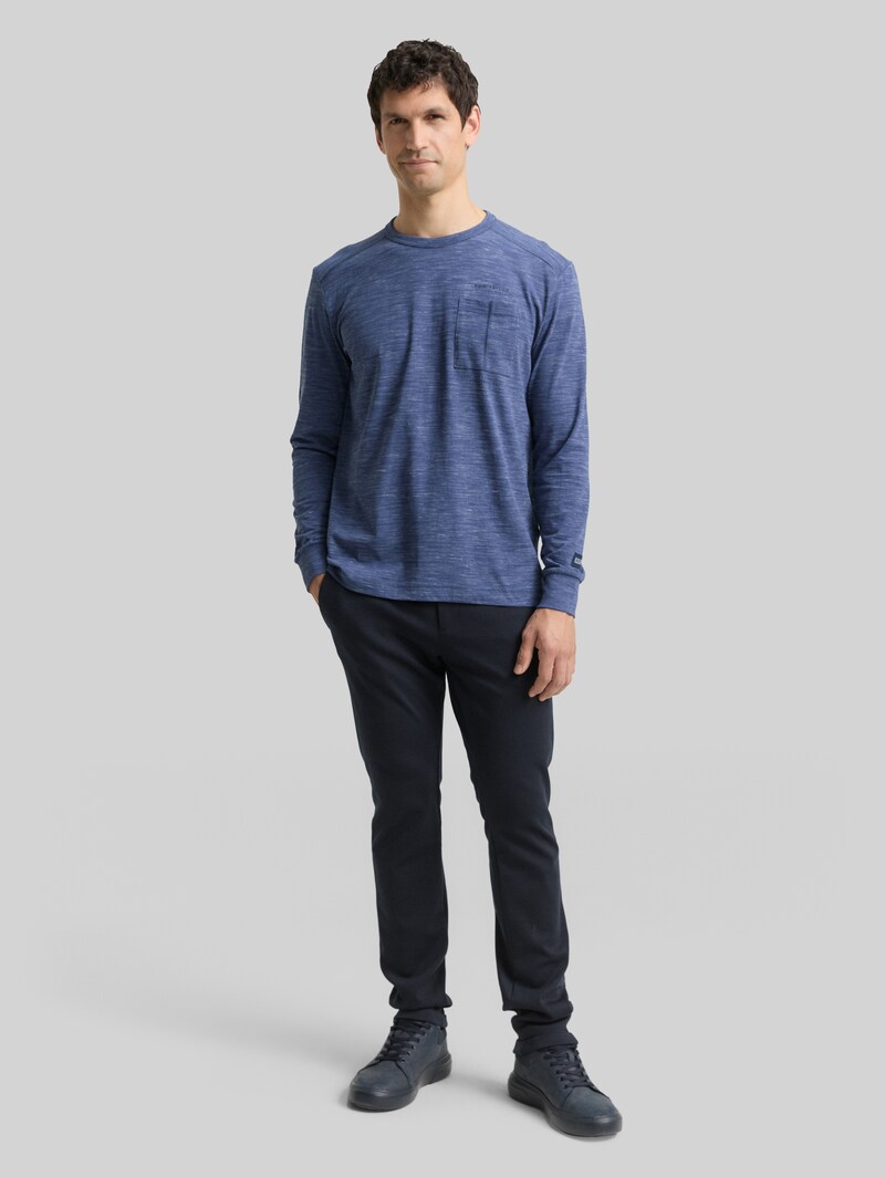 Tom Tailor Langarmshirt mit Brusttasche - Ocean Blue Injected