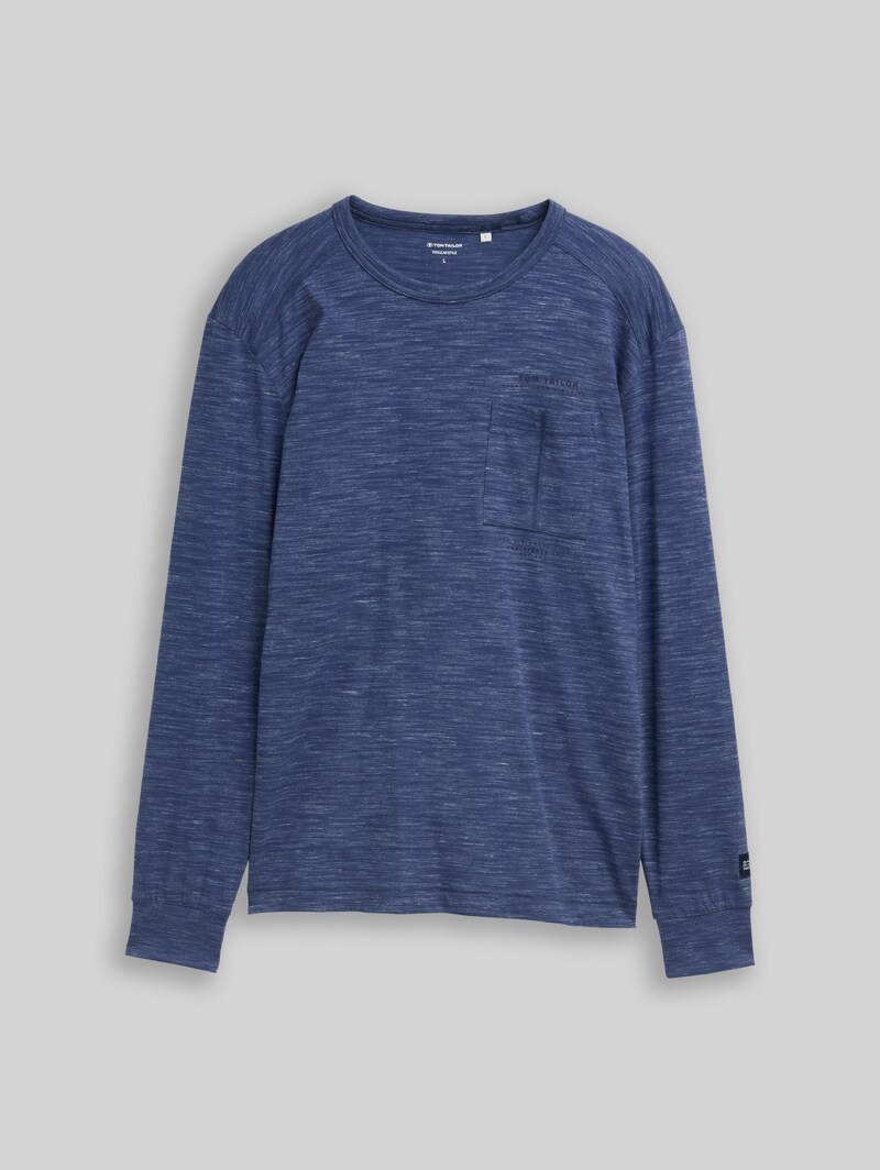 Tom Tailor Langarmshirt mit Brusttasche - Ocean Blue Injected