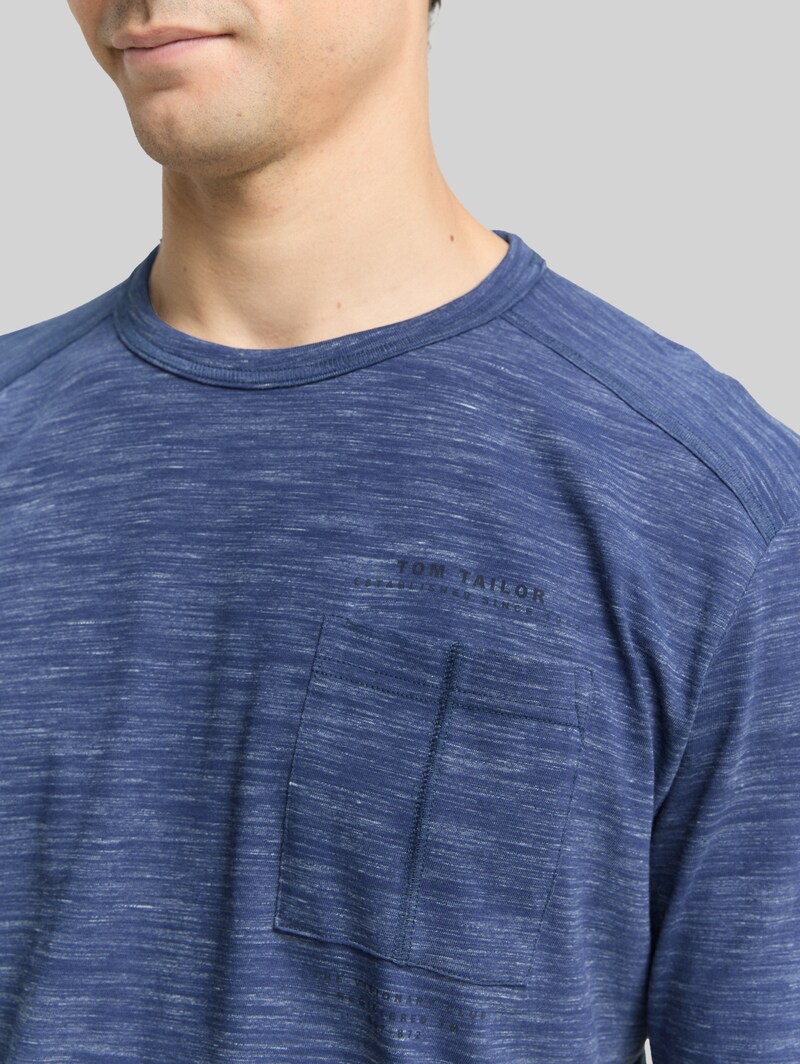 Tom Tailor Langarmshirt mit Brusttasche - Ocean Blue Injected