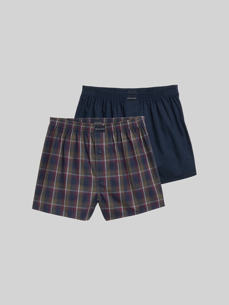 Tom Tailor Kurze Boxershorts im 2er-Pack - Blue-dark-check