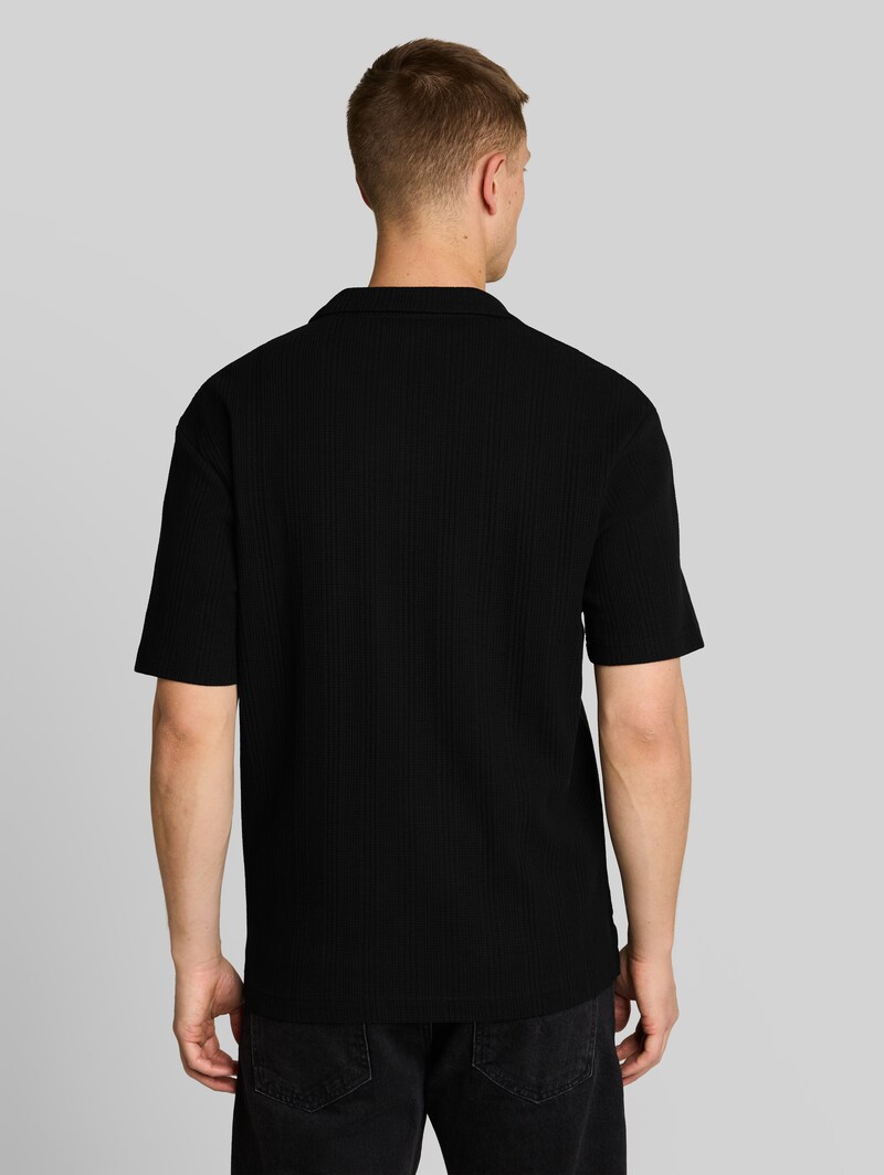 Tom Tailor Relaxed Fit Poloshirt mit Waffelstruktur - Black