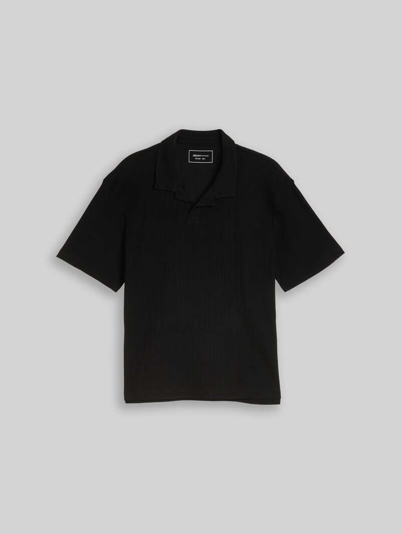 Tom Tailor Relaxed Fit Poloshirt mit Waffelstruktur - Black