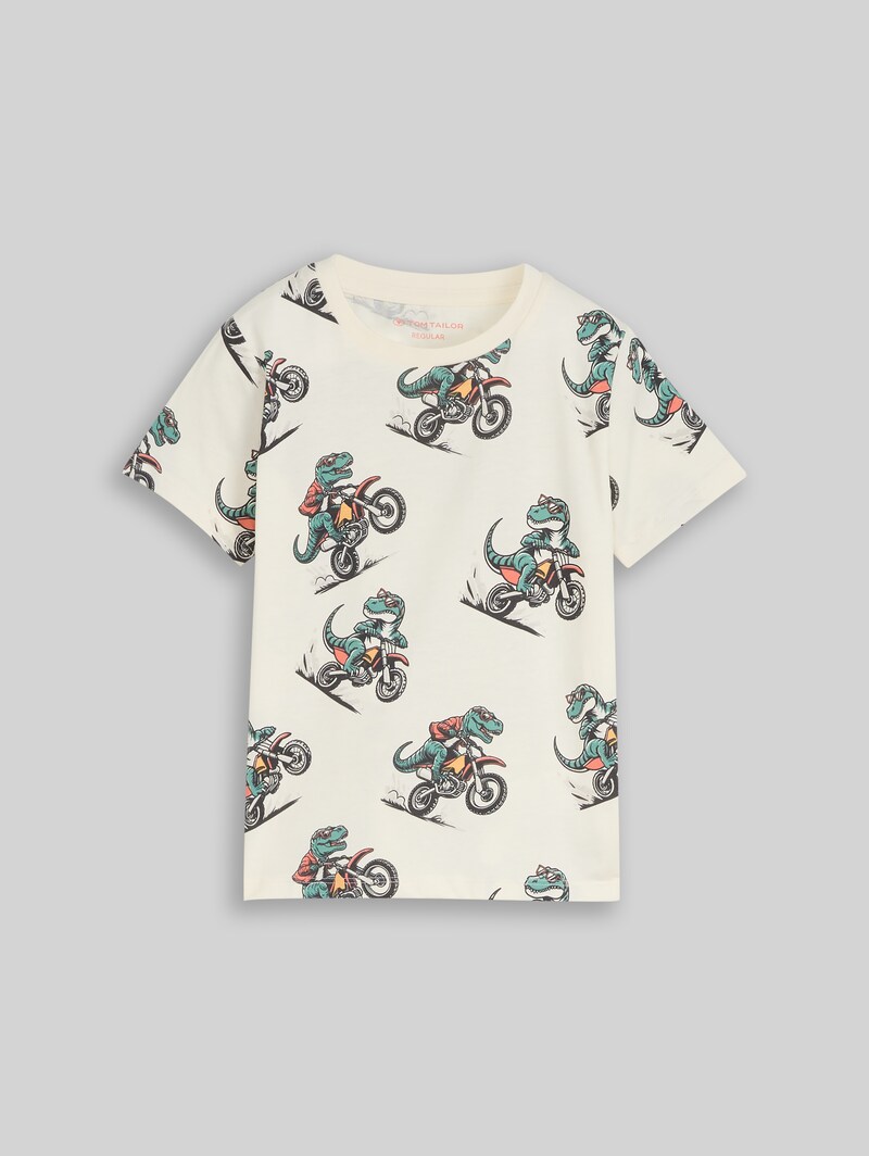 Tom Tailor T-Shirt mit Allover-Print - Multicolor Dino Bike Design