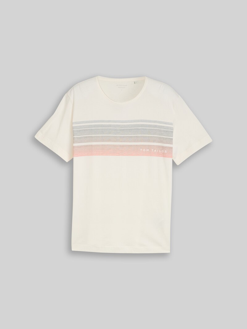 Tom Tailor T-Shirt mit Print auf der Brust - Gardenia White
