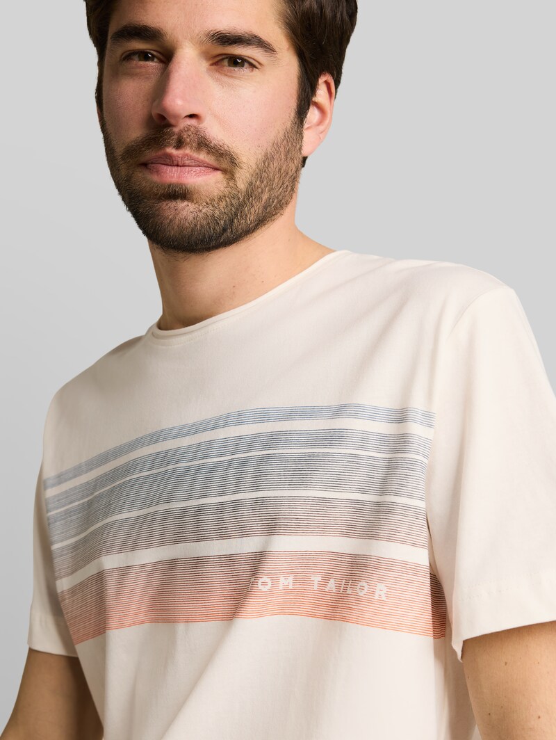 Tom Tailor T-Shirt mit Print auf der Brust - Gardenia White