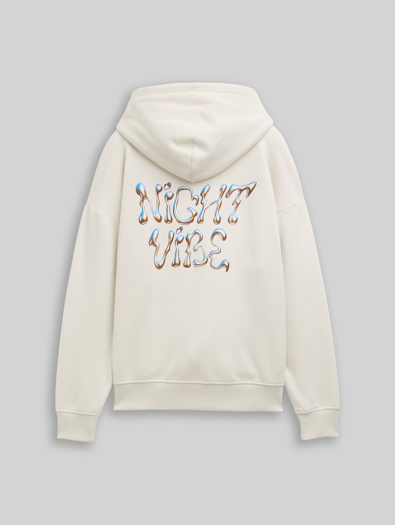 Tom Tailor Oversize Hoodie Sweatshirt mit Rückenprint - Greyish White Tom Tailor Oversize Hoodie Sweatshirt mit Rückenprint - Greyish White