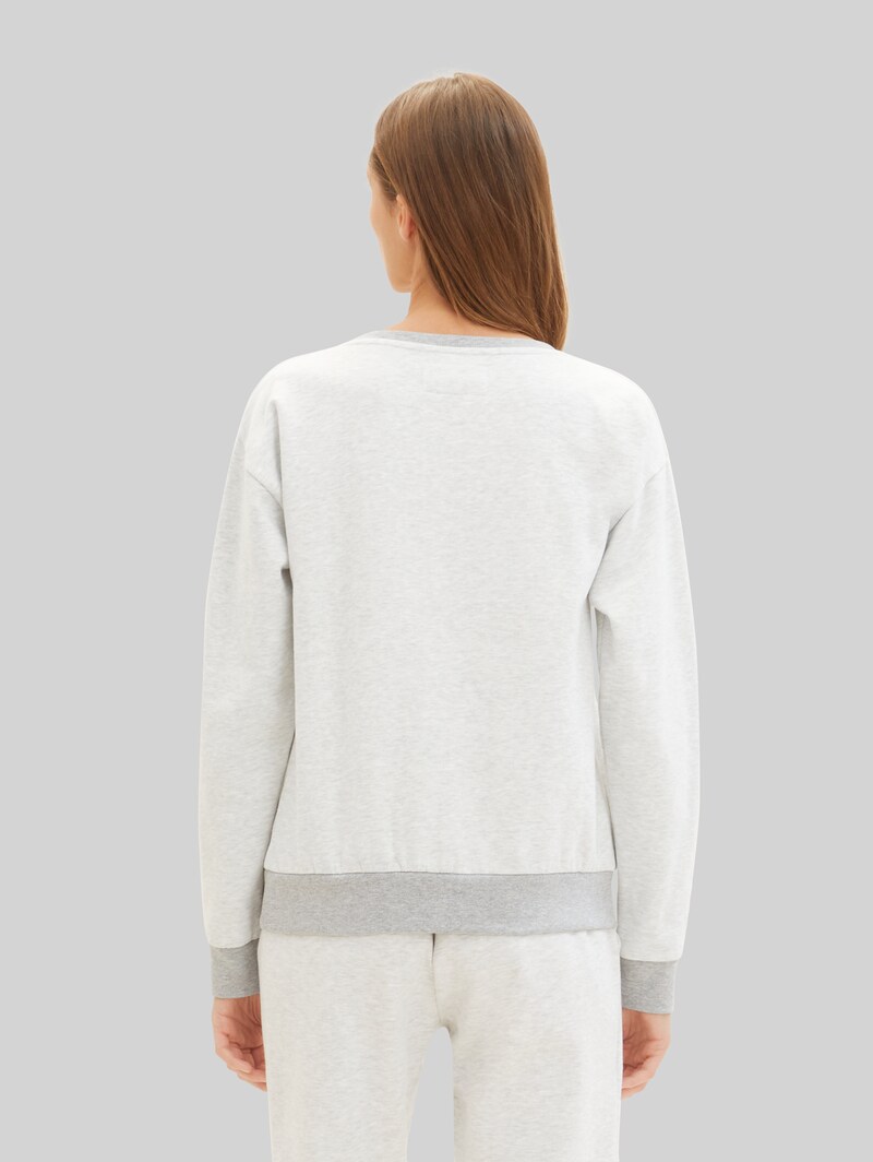 Tom Tailor Loungewear Sweatshirt in Melange Optik - Weiß-mittel-melange