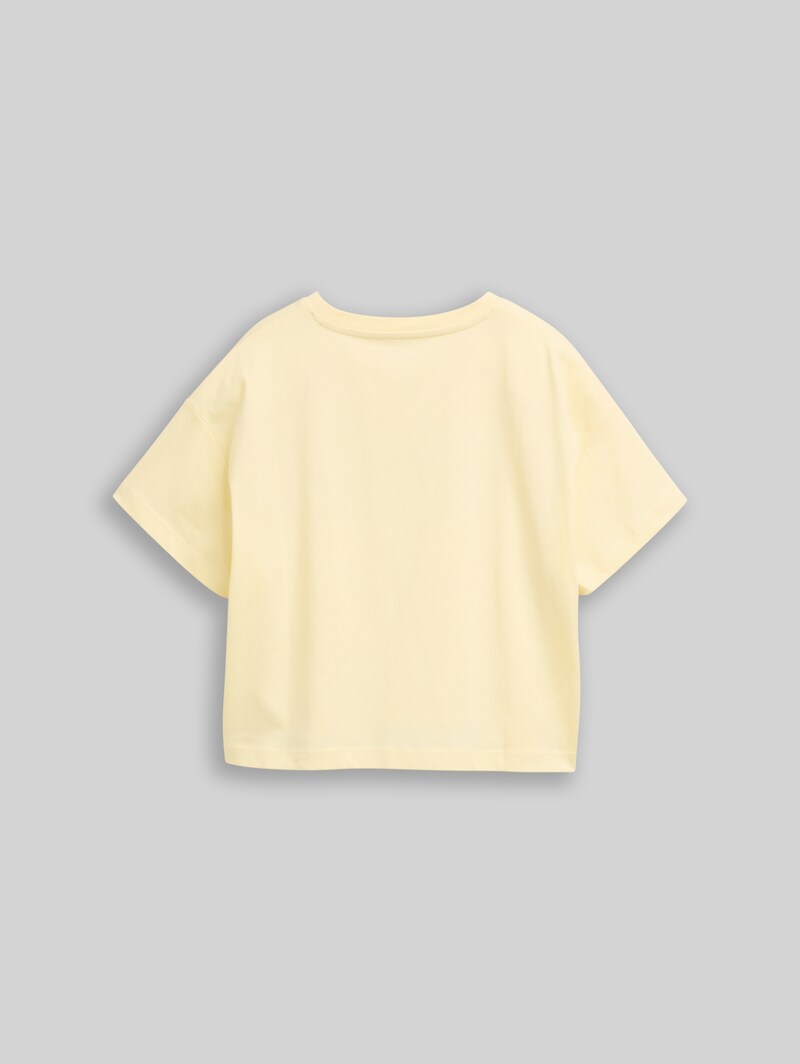 Tom Tailor Cropped T-Shirt mit Glitzer-Print - Light Yellow Tom Tailor Cropped T-Shirt mit Glitzer-Print - Light Yellow