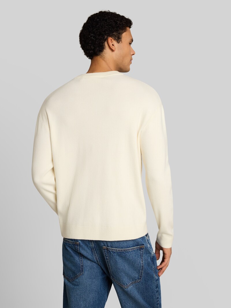 Tom Tailor Basic Strickpullover mit Rundhalsausschnitt - Gardenia White