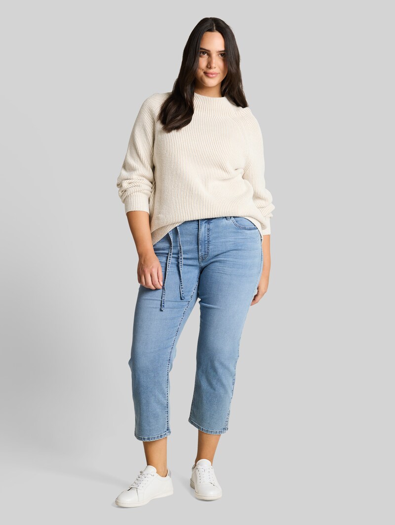 Tom Tailor Plus Size - TTPLUS SLIM Jeans mit Bindegürtel - Clean Light Stone Blue Denim