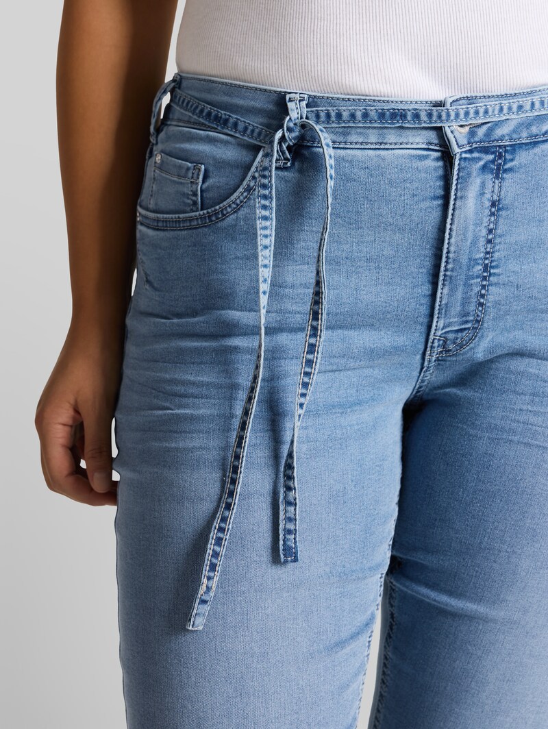 Tom Tailor Plus Size - TTPLUS SLIM Jeans mit Bindegürtel - Clean Light Stone Blue Denim