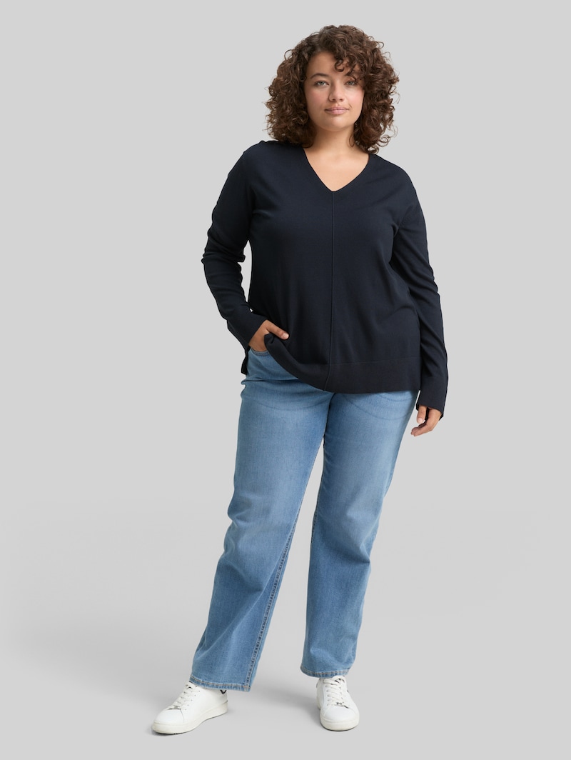 Tom Tailor Plus Size - Loose Fit Strickpullover - Lunar Eclipse