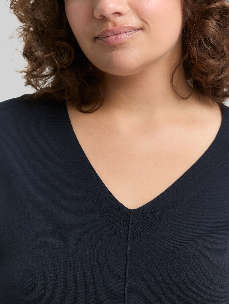 Tom Tailor Plus Size - Loose Fit Strickpullover - Lunar Eclipse