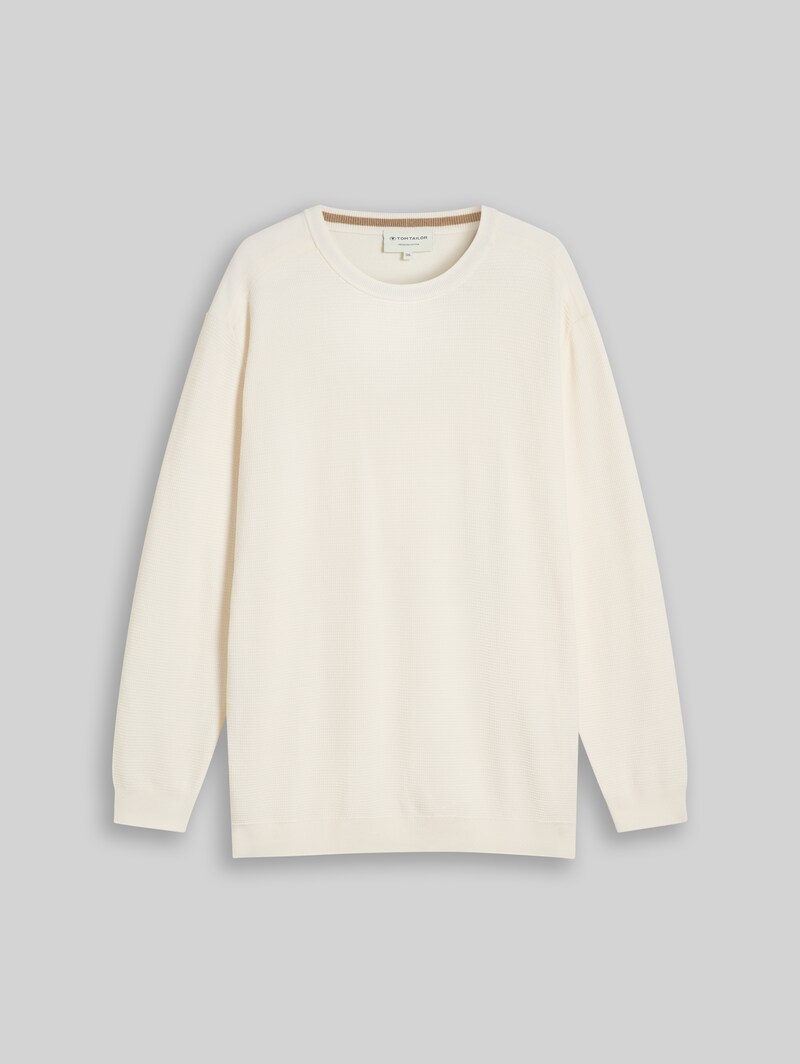 Tom Tailor Plus Size - Strickpullover aus Baumwolle - Gardenia White