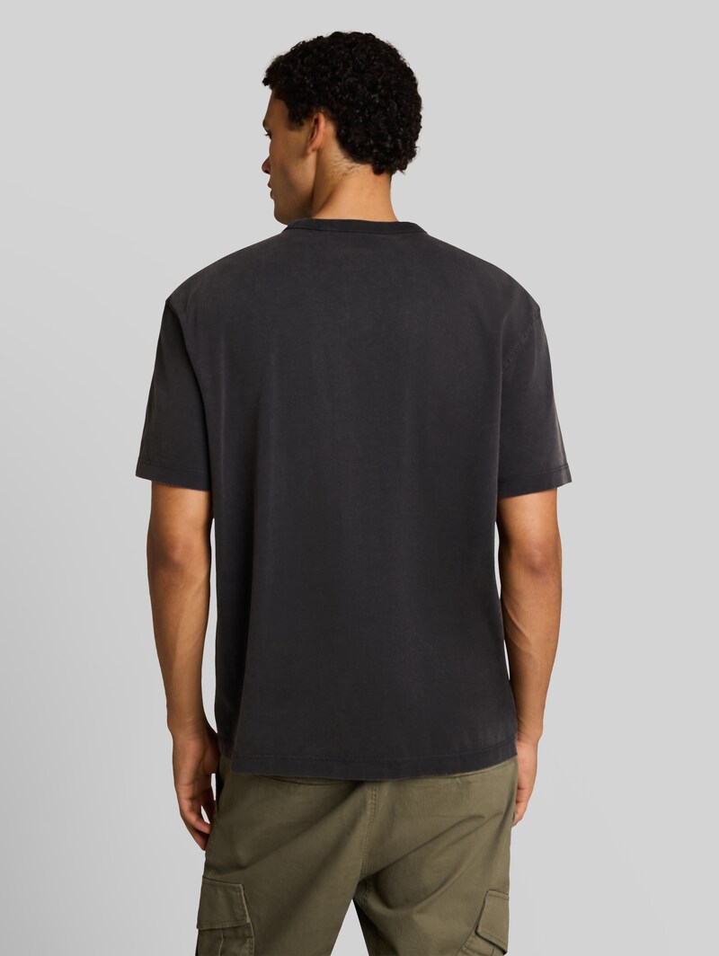 Tom Tailor Relaxed Fit T-Shirt mit Schriftzug - Coal Grey